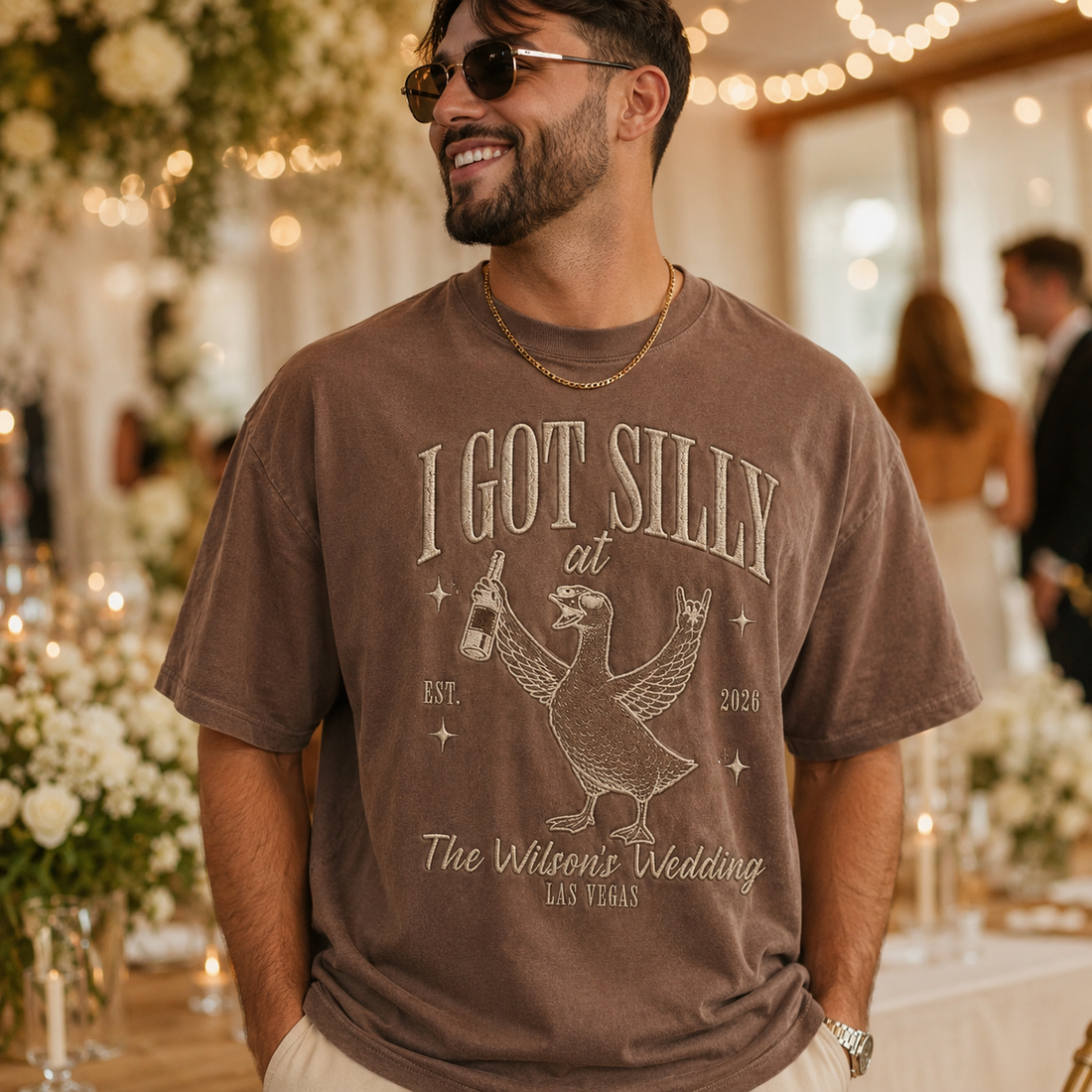 Custom Embroidered Wedding Toss Shirt, Silly Goose Bridal Party Tee, Personalized Wedding Party Gift, Matching Bride & Groom Shirt, Newlywed Embroidered Tee