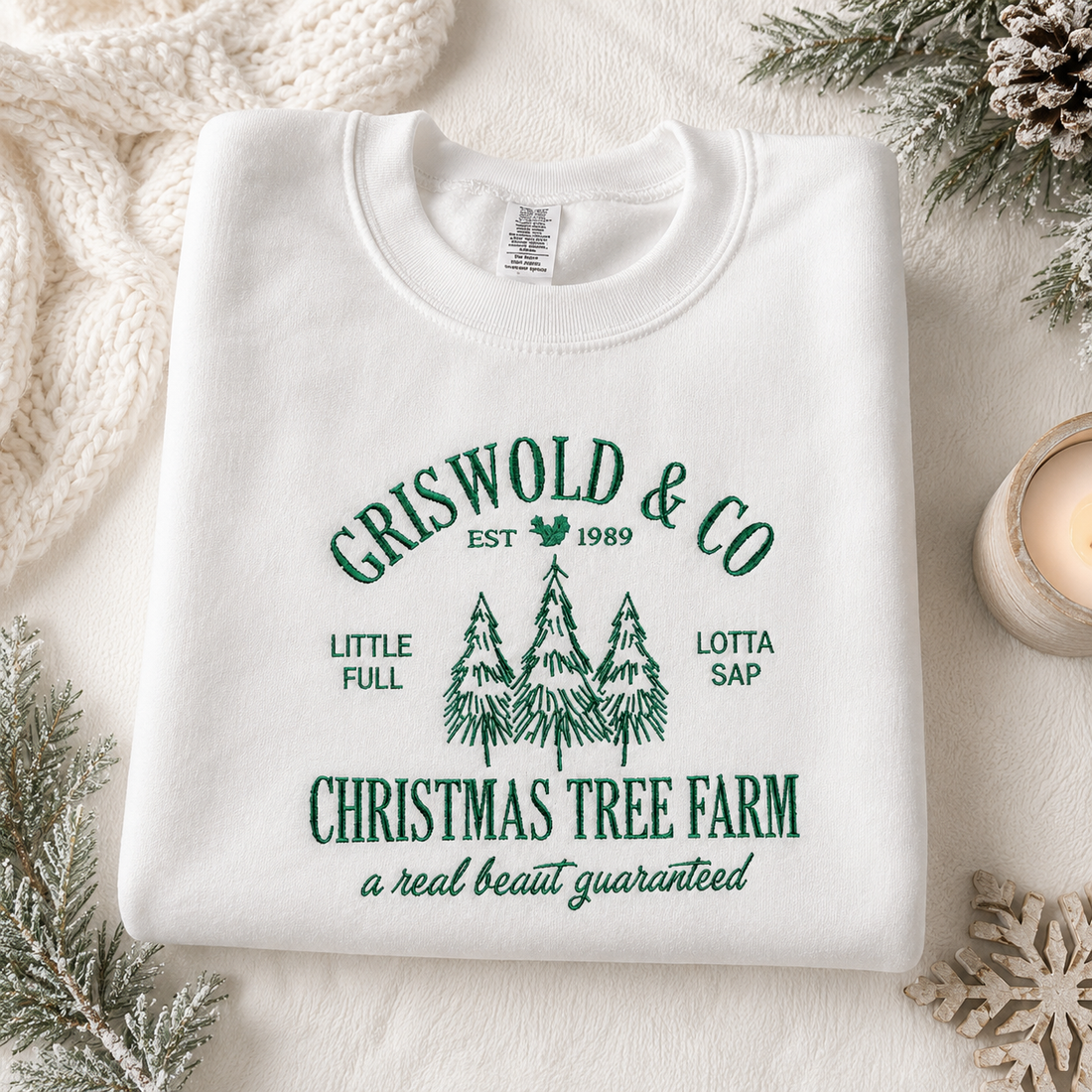 Griswold Christmas Tree Farm Embroidered Sweatshirt, Funny Holiday Crewneck, Vintage Christmas Pullover, Cozy Festive Gift for Her
