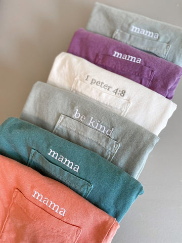 Custom Pocket Tee -- Short Sleeve, Embroidered, Simplistic Style, Customizable