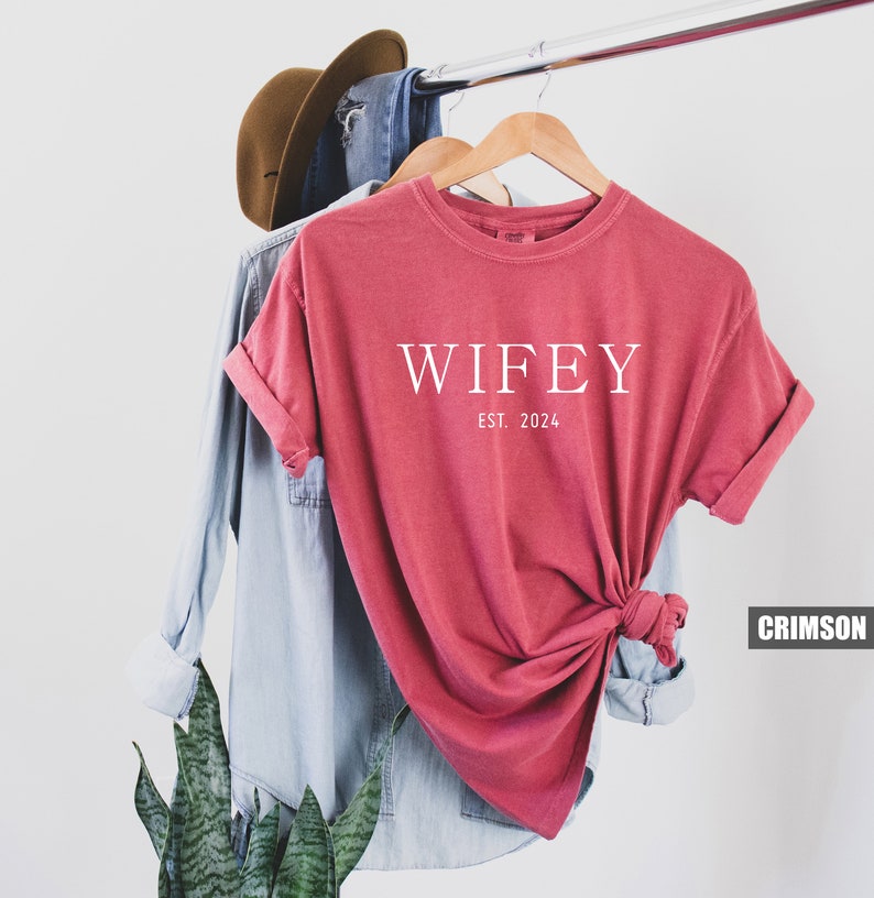 Custom Comfort Colors Hubby & Wifey Shirt: Engagement Gift