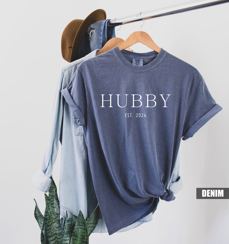 Custom Comfort Colors Hubby & Wifey Shirt: Engagement Gift