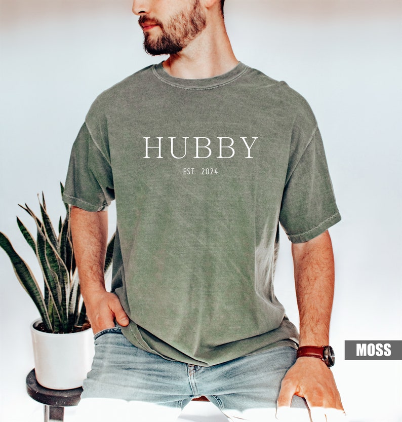 Custom Comfort Colors Hubby & Wifey Shirt: Engagement Gift