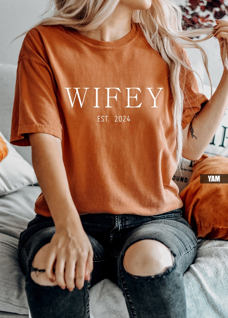 Custom Comfort Colors Hubby & Wifey Shirt: Engagement Gift