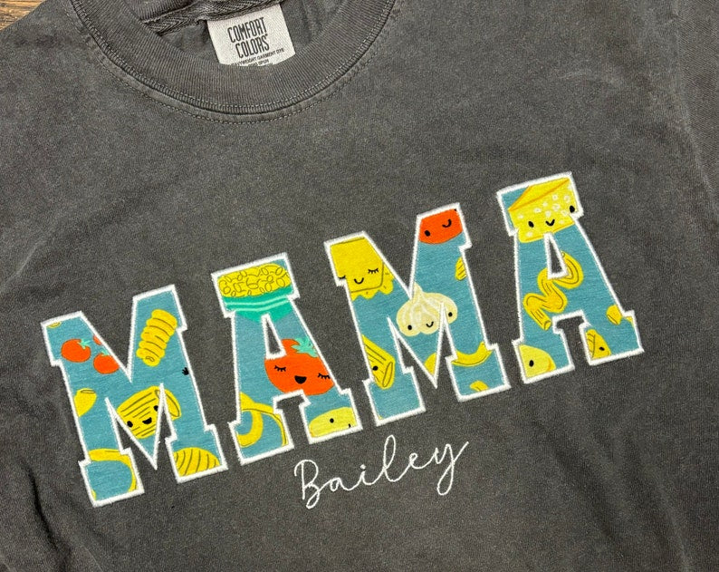 Mama Embroidered Baby Outfit Keepsake Applique T-Shirt
