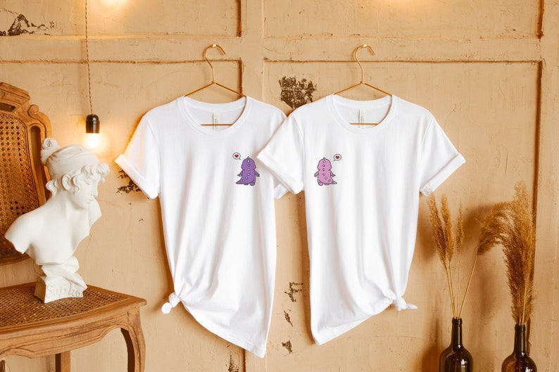Matching t-shirts with dinosaurs Cute dinosaur shirts for couples gift for best friends matching Christmas gift Matching gift for family
