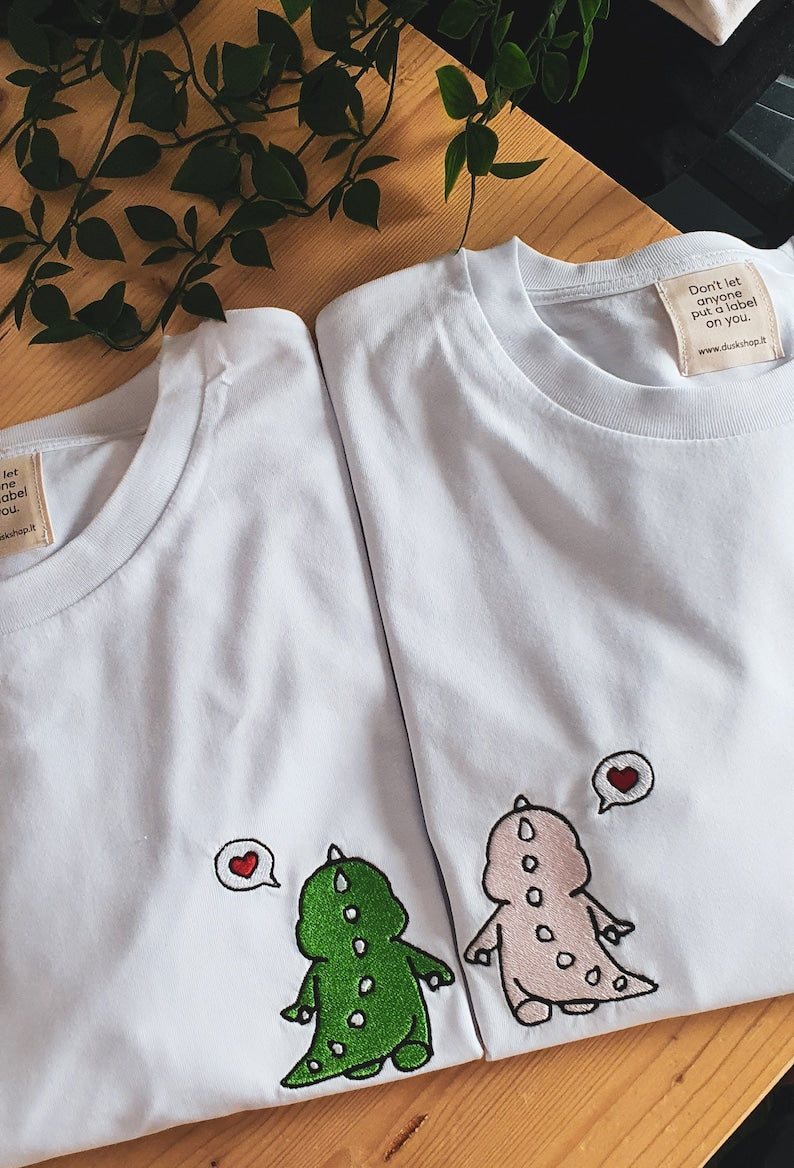 Matching t-shirts with dinosaurs Cute dinosaur shirts for couples gift for best friends matching Christmas gift Matching gift for family