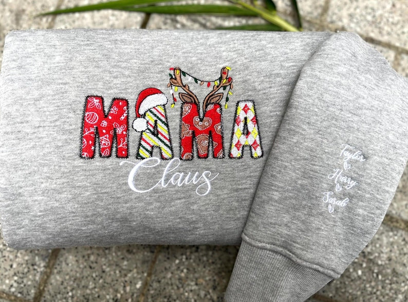 Christmas embroidered sweatshirt, Custom name Christmas embroidered shirts, Christmas gifts, Christmas crew shirt