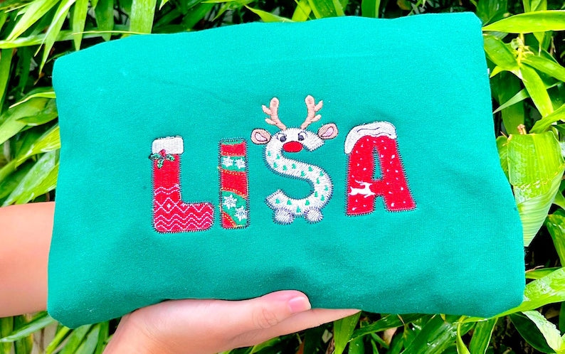 Christmas embroidered sweatshirt, Custom name Christmas embroidered shirts, Christmas gifts, Christmas crew shirt