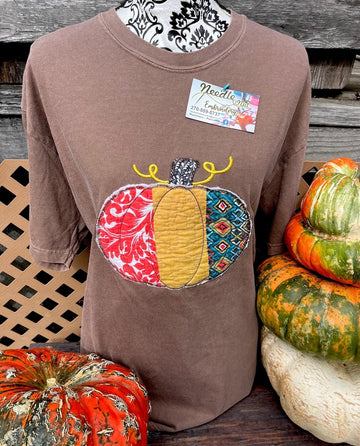 Granny’s Quilt pumpkin Embroidered Shirt