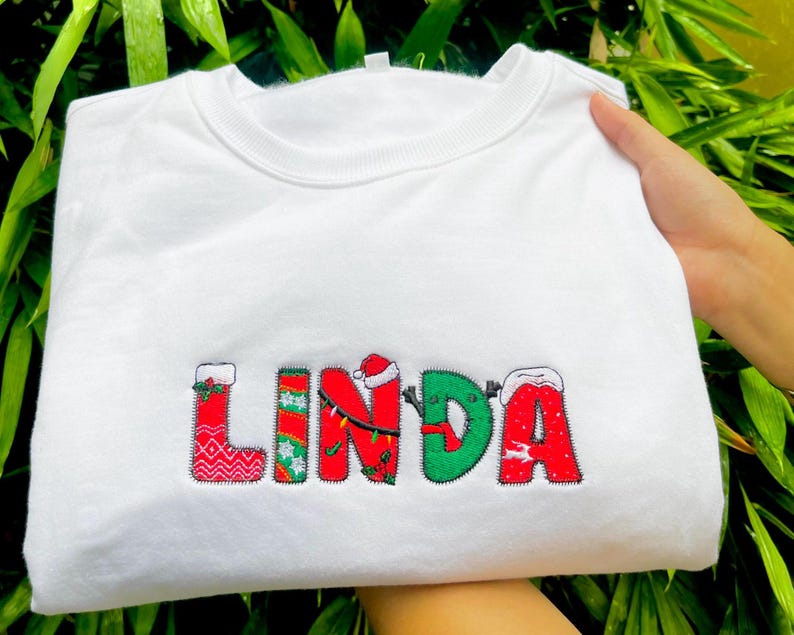 Christmas embroidered sweatshirt, Custom name Christmas embroidered shirts, Christmas gifts, Christmas crew shirt