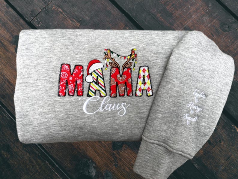 Christmas embroidered sweatshirt, Custom name Christmas embroidered shirts, Christmas gifts, Christmas crew shirt