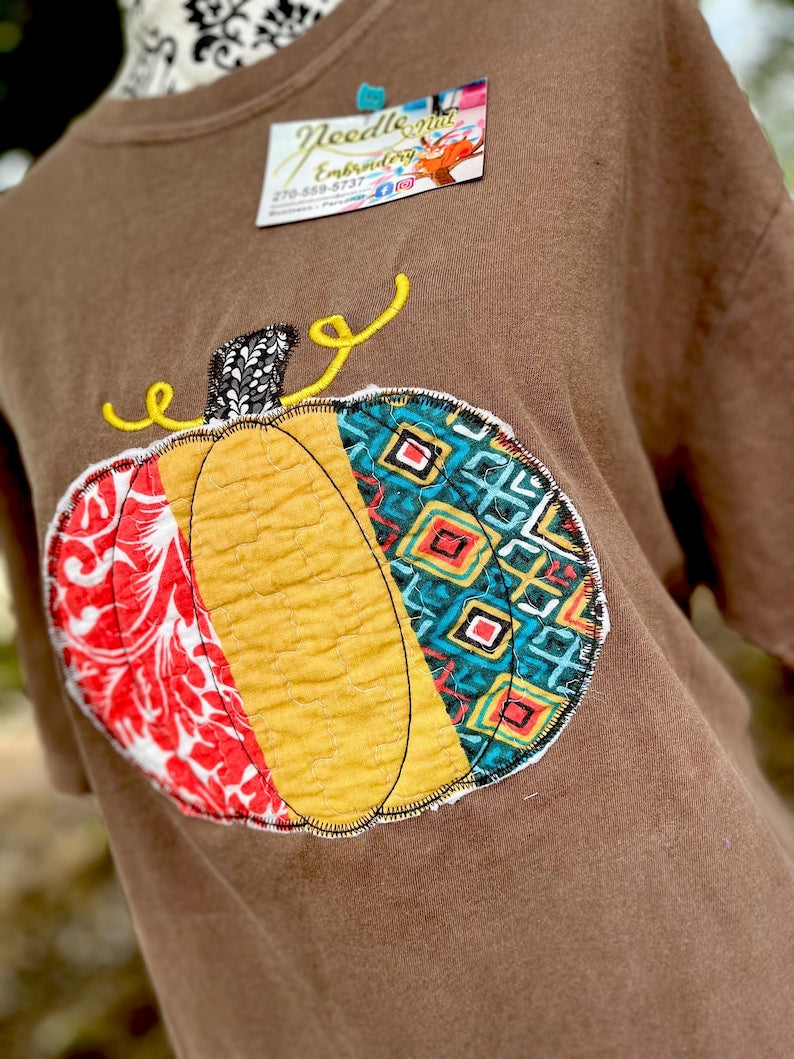 Granny’s Quilt pumpkin Embroidered Shirt