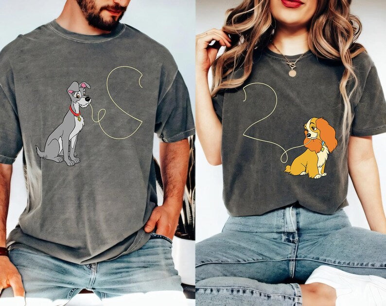 Lady And The Tramp Spaghetti Couples Comfort Colors Shirt