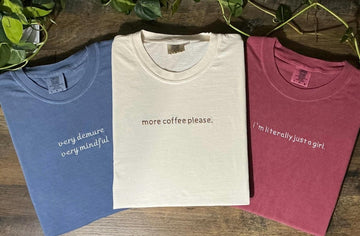 Custom Embroidered T-Shirt Personalized Text Shirt Custom Tee with Small Text Holiday Shirt Couples Matching Gift