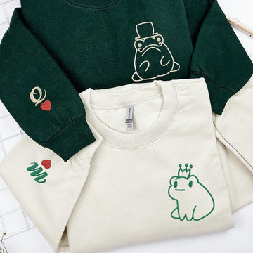 10 Year Anniversary Ideas For Couple | Matching King and Queen Couple Sweatshirts | Embroidered Couple Hoodies | Roman Numeral Hoodie