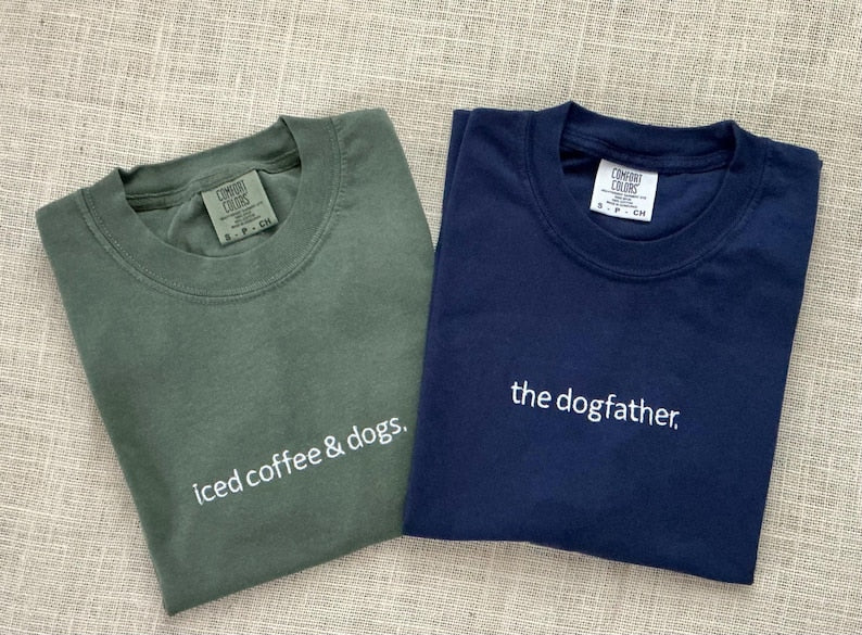 Custom Embroidered T-Shirt Personalized Text Shirt Custom Tee with Small Text Holiday Shirt Couples Matching Gift