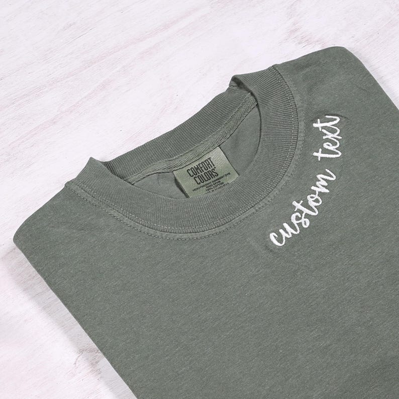 Custom Embroidered Comfort Colors T-Shirt: Personalized Text Outfit
