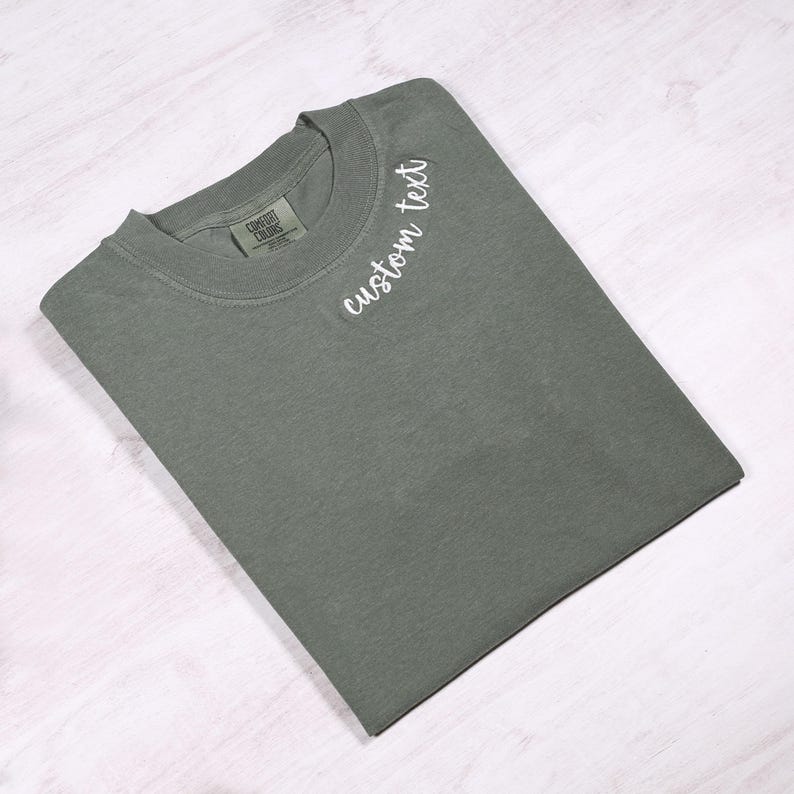Custom Embroidered Comfort Colors T-Shirt: Personalized Text Outfit