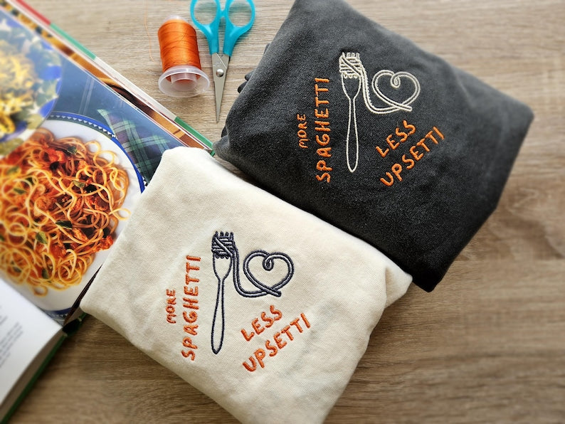 Mom Spaghetti Shirt, Embroidery Pasta shirt, Funny Silly T-shirt, Cooking Lover Shirt, Italian Mama Shirt, Chef Gift, Humor Grandma Shirt,