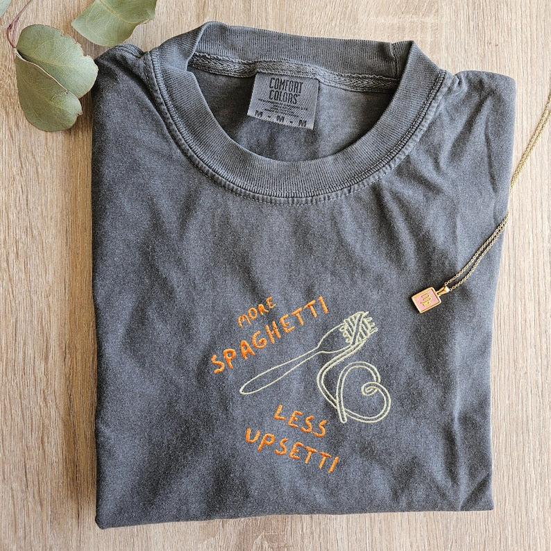 Mom Spaghetti Shirt, Embroidery Pasta shirt, Funny Silly T-shirt, Cooking Lover Shirt, Italian Mama Shirt, Chef Gift, Humor Grandma Shirt,