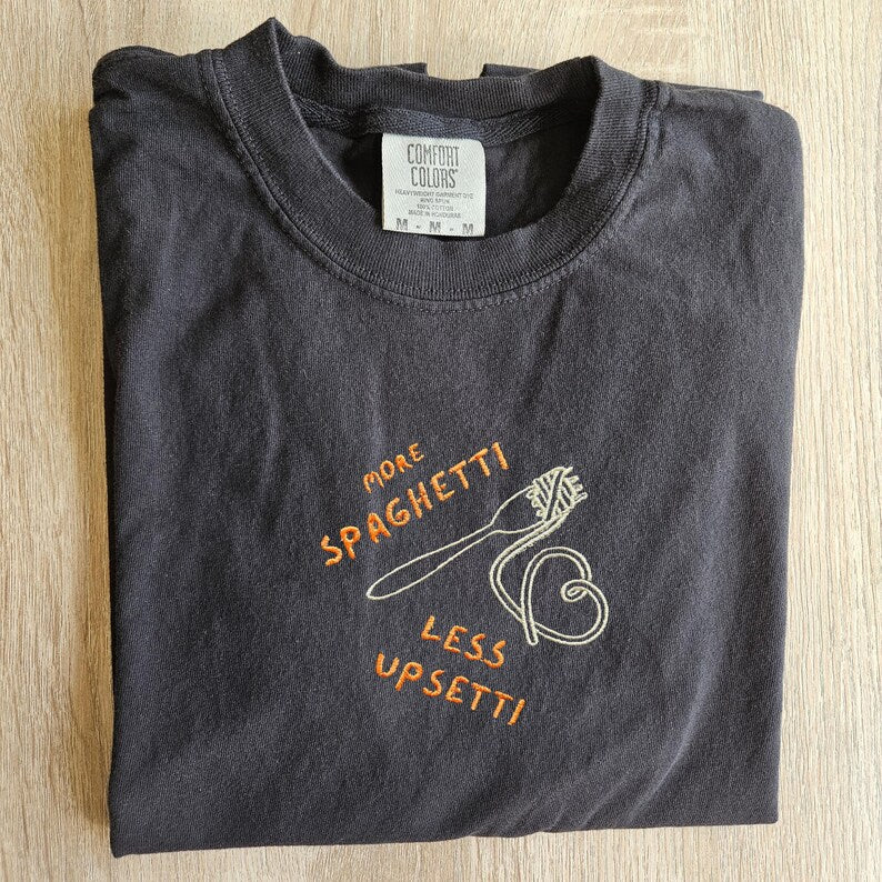 Mom Spaghetti Shirt, Embroidery Pasta shirt, Funny Silly T-shirt, Cooking Lover Shirt, Italian Mama Shirt, Chef Gift, Humor Grandma Shirt,