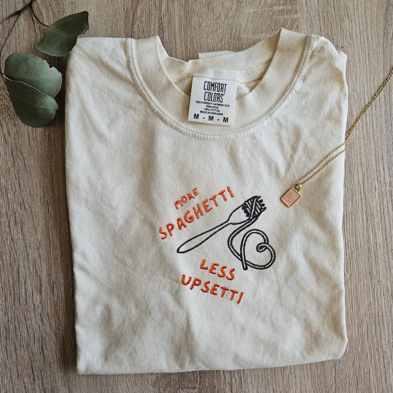 Mom Spaghetti Shirt, Embroidery Pasta shirt, Funny Silly T-shirt, Cooking Lover Shirt, Italian Mama Shirt, Chef Gift, Humor Grandma Shirt,