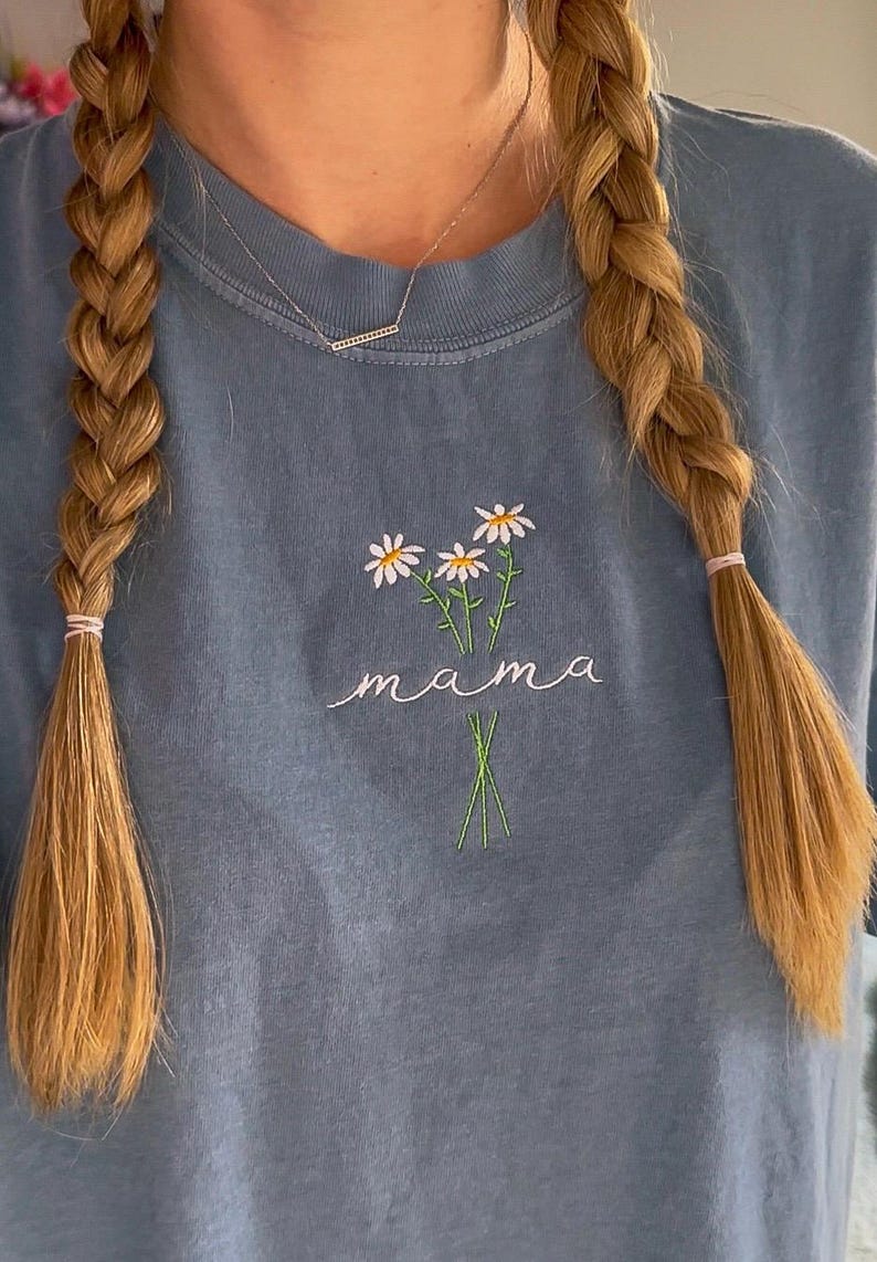 Mama Comfort Colors Embroidered Shirt, Floral Mom Shirt, Mama Embroidery, Mother’s Day Gift, New Mom Gift, Gift for Moms, Aesthetic Mom Tee