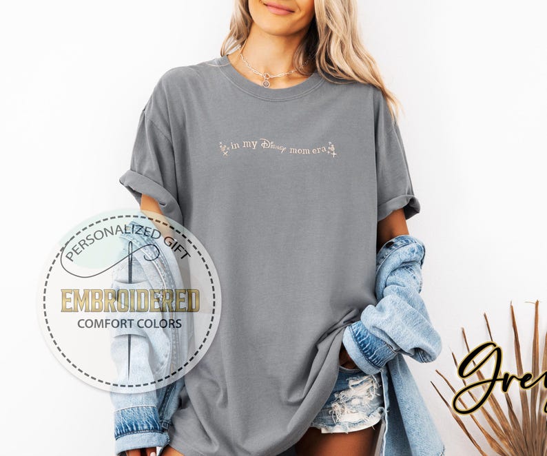 Embroidered Disney Shirt, Disney Mom Era, Embroidery Mickey Tshirt, Disneyland Mama Tee, Disney Trip Shirt, Comfort Colors Tee, Mickey Head