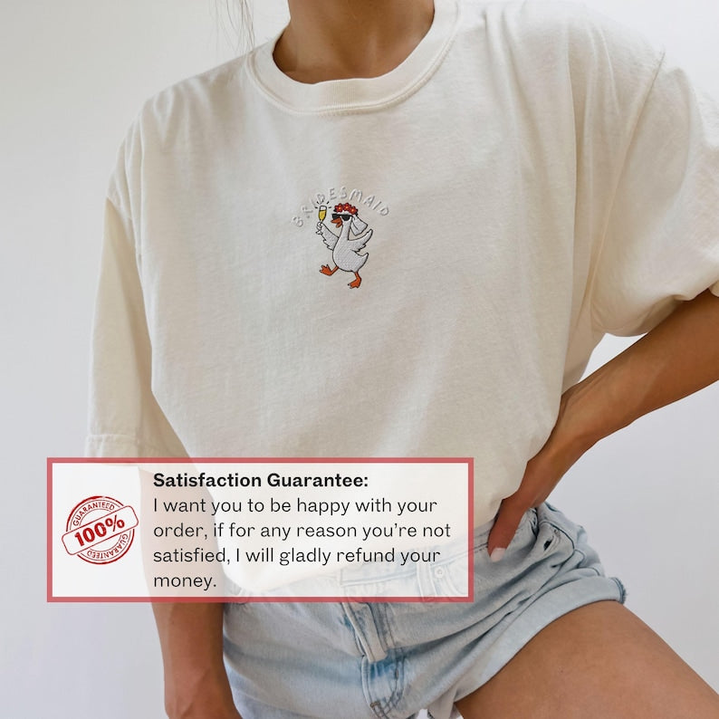 Embroidered Funny Bridesmaid Shirt, Silly Goose Bridesmaid T Shirt, Bachelorette Silly Goose - B-23-Center