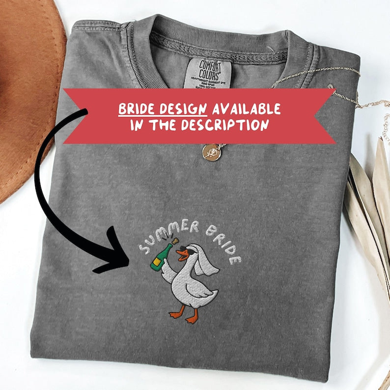 Embroidered Funny Bridesmaid Shirt, Silly Goose Bridesmaid T Shirt, Bachelorette Silly Goose - B-23-Center