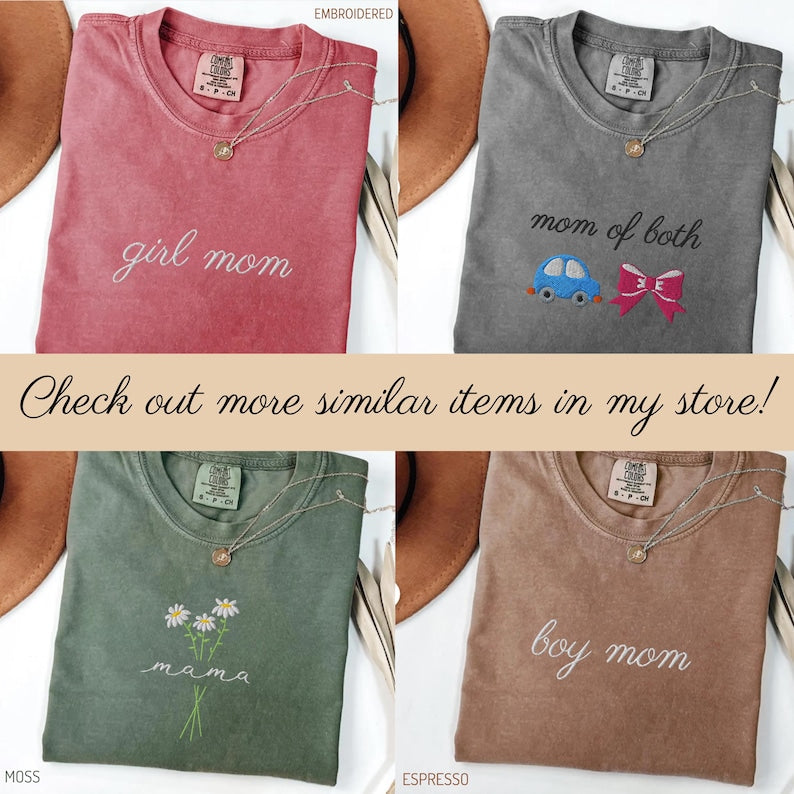 Mama Comfort Colors Embroidered Shirt, Floral Mom Shirt, Mama Embroidery, Mother’s Day Gift, New Mom Gift, Gift for Moms, Aesthetic Mom Tee