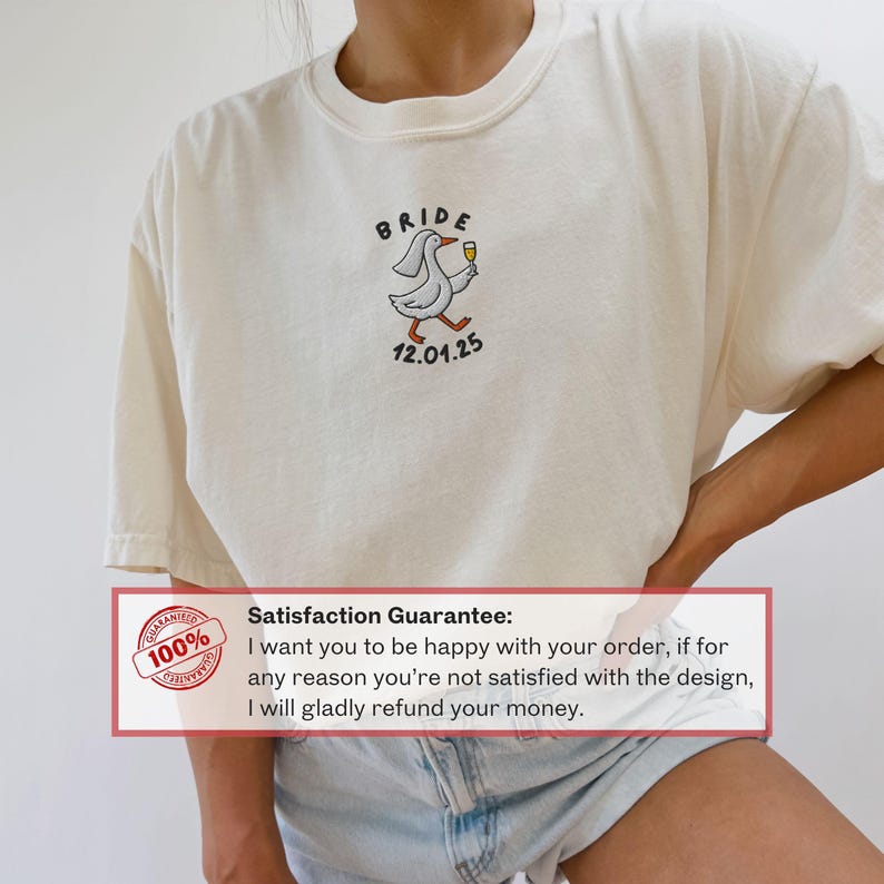 Personalized Embroidered Silly Goose Bride Shirt, Bride To Be Funny Goose Lover Shirt, Embroidered Bride Tshirt, Comfort Colors - A3