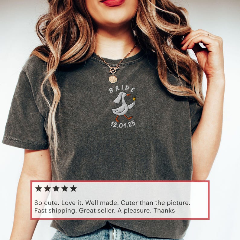 Personalized Embroidered Silly Goose Bride Shirt, Bride To Be Funny Goose Lover Shirt, Embroidered Bride Tshirt, Comfort Colors - A3