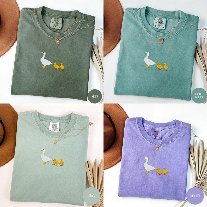 Embroidered Goose Mama Of Two Shirt, Silly Goose, Overstimulated mama, Silly Goose Embroidery, New Mama, Cute Gift For Mama, Goslings