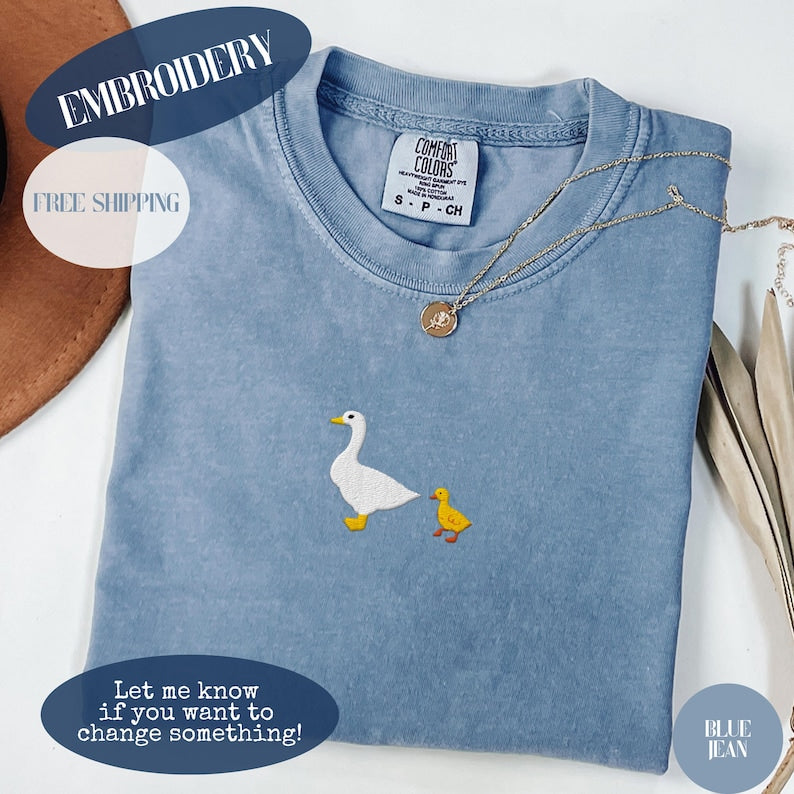 Embroidered Goose Mama Shirt, Silly Goose, Overstimulated Mama, Silly Goose Embroidery, New Mama, Cute Gift For Mama, Gosling, Mommy And Me