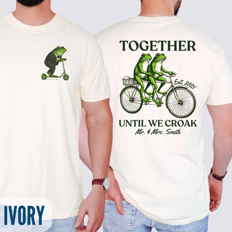 Funny Bride & Groom Shirts, Personalized Frog and Toad Couple Honeymoon Shirt, Gift for Newlyweds, Together Until We Croak