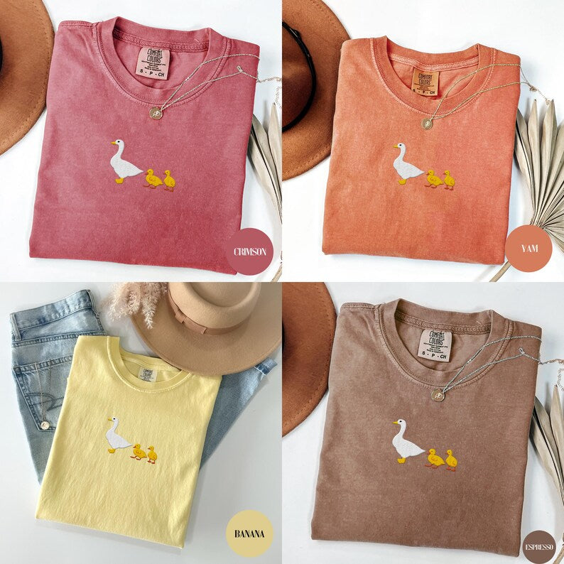 Embroidered Goose Mama Of Two Shirt, Silly Goose, Overstimulated mama, Silly Goose Embroidery, New Mama, Cute Gift For Mama, Goslings