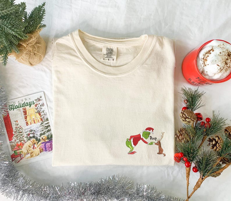 Grinch Dog Max Christmas Embroidered Shirt Comfort Colors Shirt Merry Grinchmas The Grinch Embroidery Shirt Christmas Dog Lover Shirt
