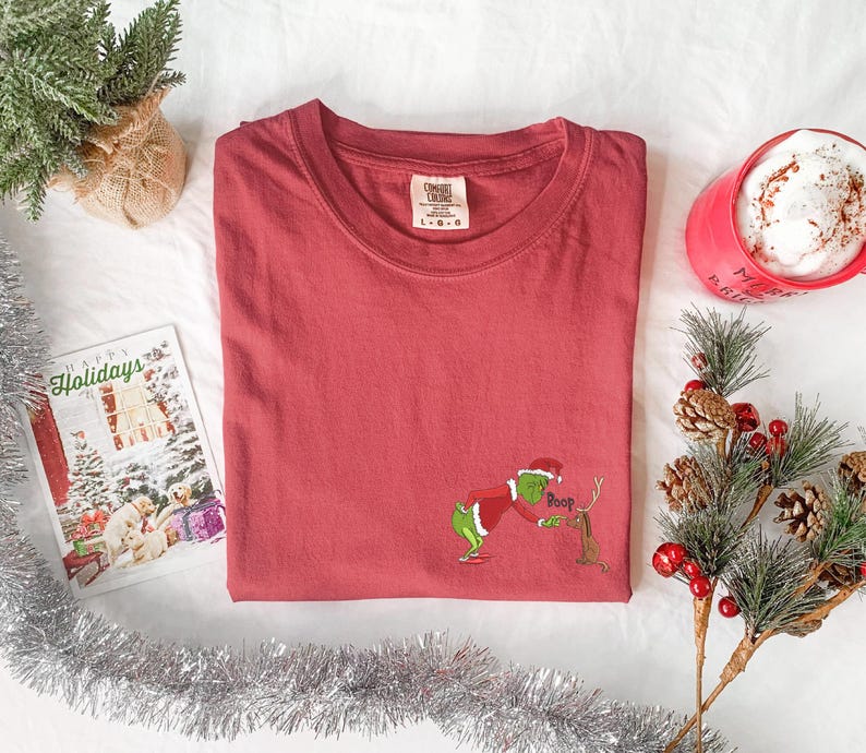 Grinch Dog Max Christmas Embroidered Shirt Comfort Colors Shirt Merry Grinchmas The Grinch Embroidery Shirt Christmas Dog Lover Shirt
