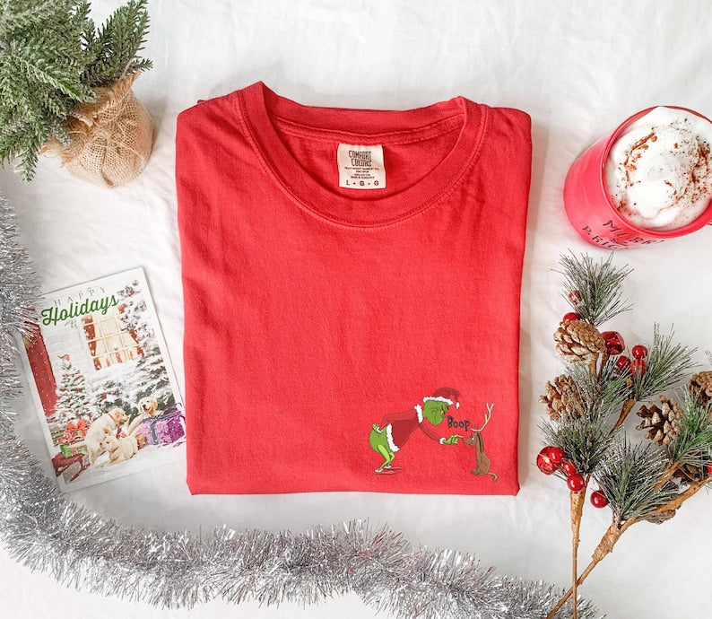 Grinch Dog Max Christmas Embroidered Shirt Comfort Colors Shirt Merry Grinchmas The Grinch Embroidery Shirt Christmas Dog Lover Shirt