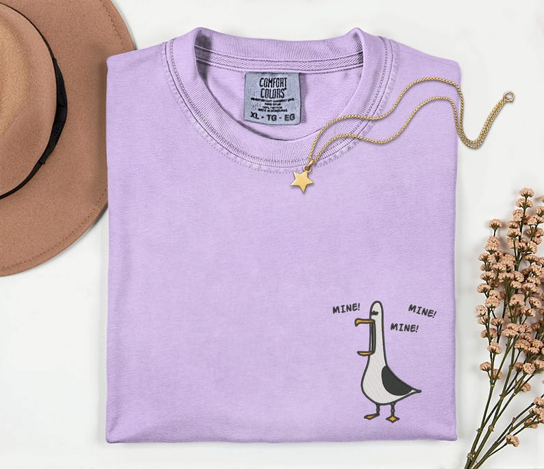 Seagull Embroidery Comfort Colors Shirt Funny Bird Embroidery Shirt Disneyland Disney World Epcot Disney Valentine Couple Matching Shirts