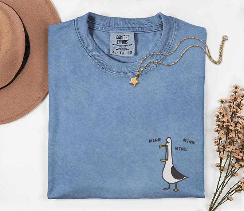 Seagull Embroidery Comfort Colors Shirt Funny Bird Embroidery Shirt Disneyland Disney World Epcot Disney Valentine Couple Matching Shirts
