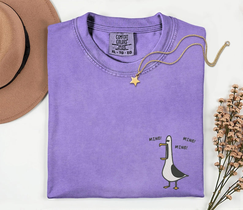 Seagull Embroidery Comfort Colors Shirt Funny Bird Embroidery Shirt Disneyland Disney World Epcot Disney Valentine Couple Matching Shirts