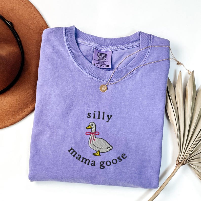 EMBROIDERED Silly Goose Mom and Dad Shirts, Matching Silly Mama Goose and Silly Dada Goose Comfort Colors Tshirt, Coquette Goose, New Moms