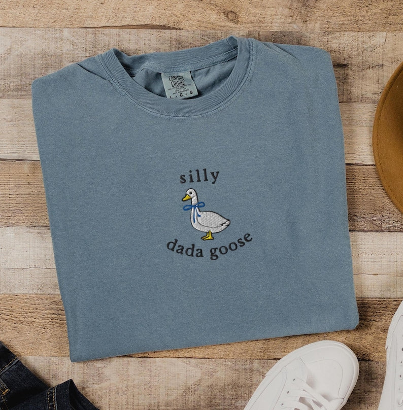 EMBROIDERED Silly Goose Mom and Dad Shirts, Matching Silly Mama Goose and Silly Dada Goose Comfort Colors Tshirt, Coquette Goose, New Moms