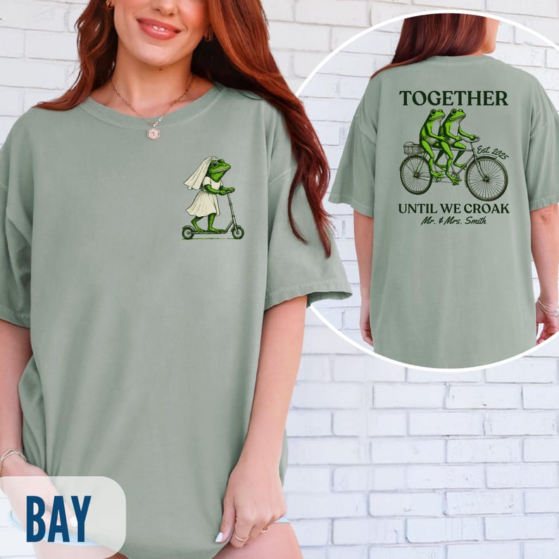 Funny Bride & Groom Shirts, Personalized Frog and Toad Couple Honeymoon Shirt, Gift for Newlyweds, Together Until We Croak