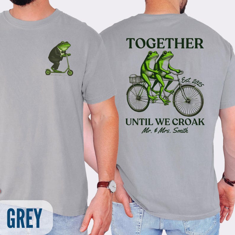 Funny Bride & Groom Shirts, Personalized Frog and Toad Couple Honeymoon Shirt, Gift for Newlyweds, Together Until We Croak