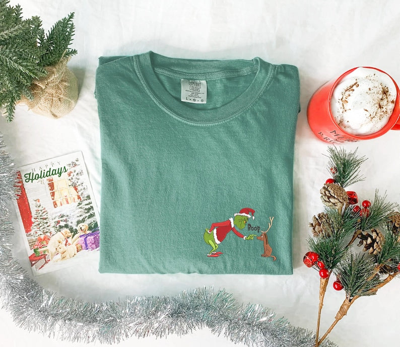 Grinch Dog Max Christmas Embroidered Shirt Comfort Colors Shirt Merry Grinchmas The Grinch Embroidery Shirt Christmas Dog Lover Shirt
