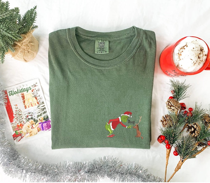 Grinch Dog Max Christmas Embroidered Shirt Comfort Colors Shirt Merry Grinchmas The Grinch Embroidery Shirt Christmas Dog Lover Shirt
