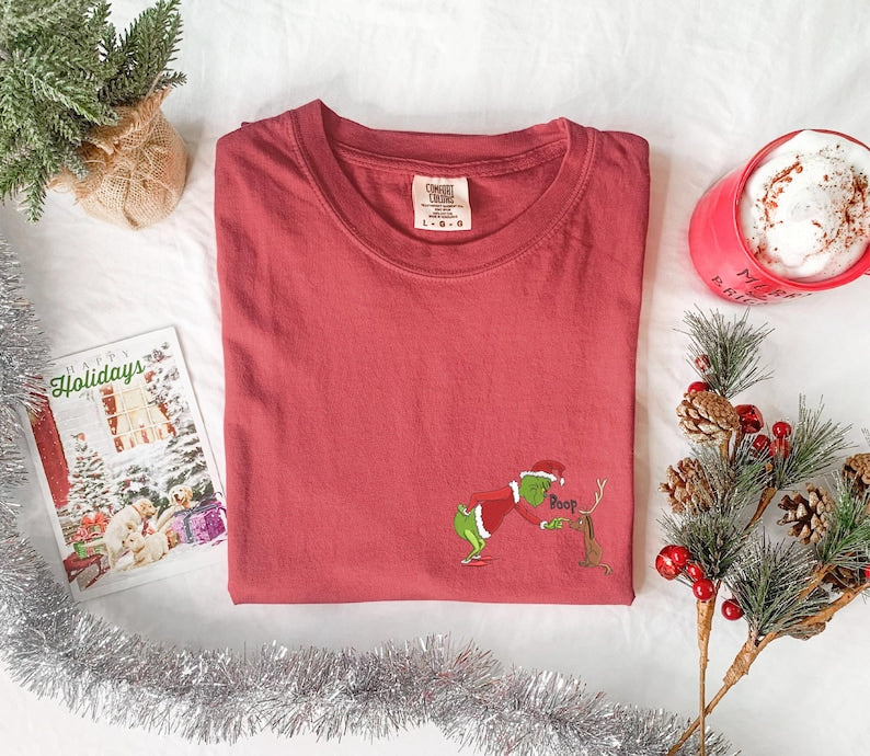 Grinch Dog Max Christmas Embroidered Shirt Comfort Colors Shirt Merry Grinchmas The Grinch Embroidery Shirt Christmas Dog Lover Shirt